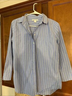 Amazon Essentials Men’s Light Blue and White Striped Button Down Shirt